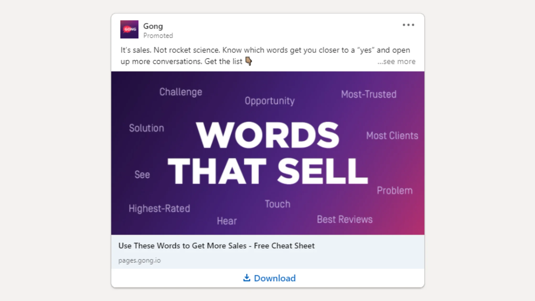 LinkedIn Anzeige Beispiel Gong